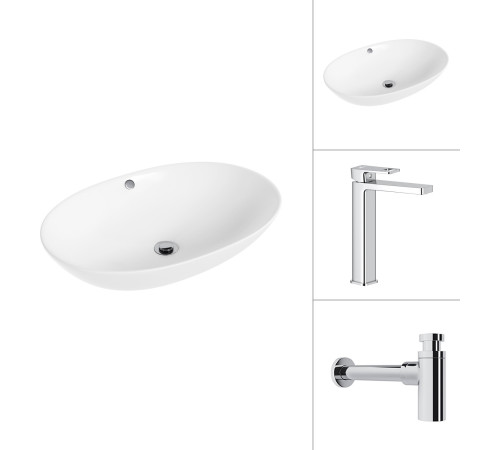 Умывальник Lauter 21709 + Cascade 21СК0655C с сифоном 21635CH хром