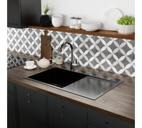 Кухонная мойка Mixline Pro 552922 черный графит, с сифоном