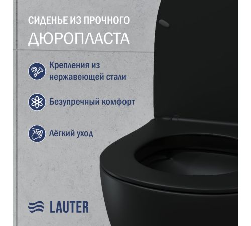 Унитаз подвесной Lauter Sulzdorf + GROHE Solido 38811KF0 черный с микролифтом