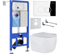 Унитаз подвесной Roxen Porto One Rimless 6 в 1 StounFix Dual Fresh 516917 кнопка: хром