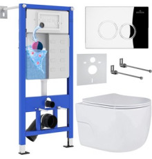 Унитаз подвесной Roxen Porto One Rimless 6 в 1 StounFix Dual Fresh 516917 кнопка: хром