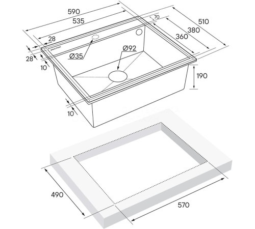 Кухонная мойка Paulmark Stepia 60 PM115951-BLM черный металлик