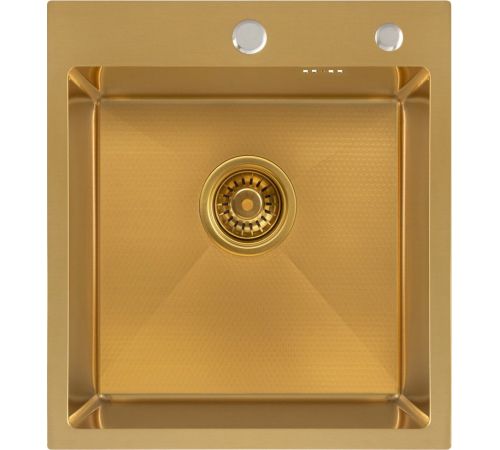 Кухонная мойка Basic CL DS Decor 45x50 золото, коландер, дозатор