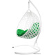 Подвесное кресло M-Group Капля Люкс 11030104 белый ротанг/зеленая подушка
