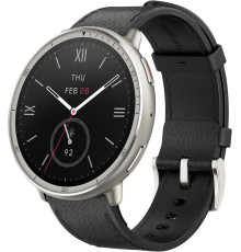 Умные часы Amazfit Active 2 Premium серебристый, с черным кожаным ремешком