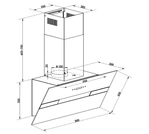 Кухонная вытяжка MAUNFELD Mersey 90 нержавеющая сталь\белое стекло