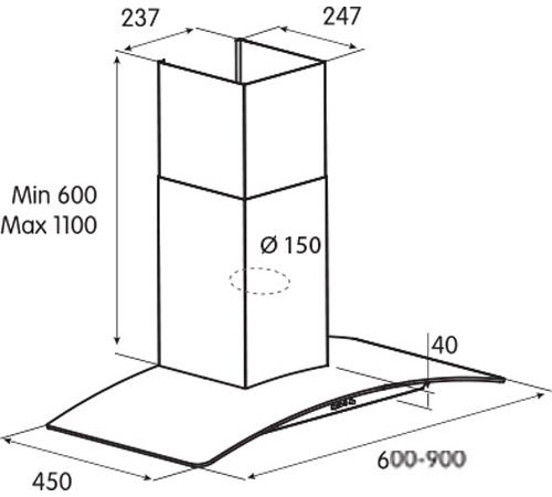 Кухонная вытяжка Jetair Tory P 60 Inx 68116911A