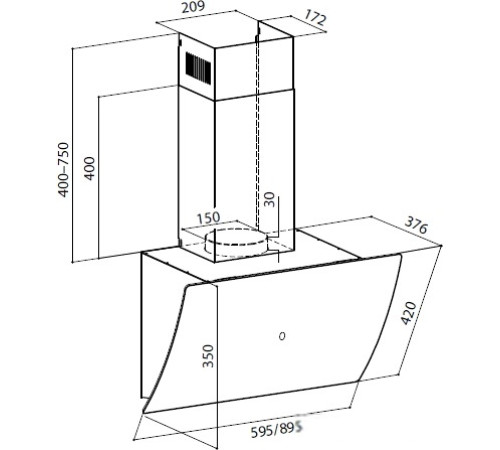 Кухонная вытяжка LEX Plaza GS 600 черный