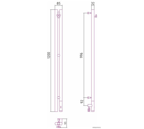 Полотенцесушитель Сунержа Нюанс 3.0 1200 правый 03-5843-1253