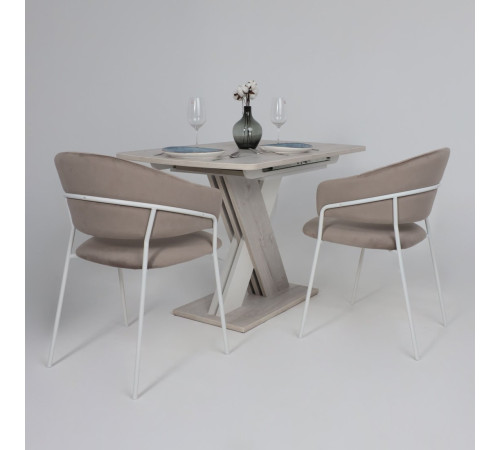 Стул с подлокотниками Алвест AV 433 светло-коричневый бархат H-61/белый