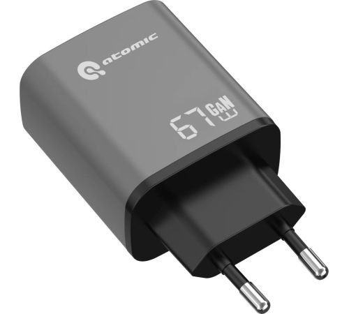 Сетевое зарядное Atomic Voyage G671 GAN 67W темно-серый