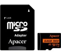 Карта памяти Apacer microSDXC AP64GMCSX10U8-R 64GB с адаптером