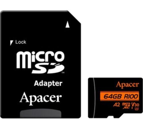 Карта памяти Apacer microSDXC AP64GMCSX10U8-R 64GB с адаптером