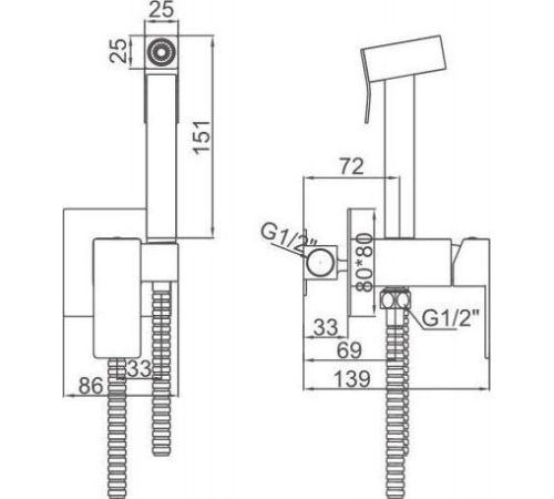 Смеситель с лейкой для биде Ledeme L75398-8