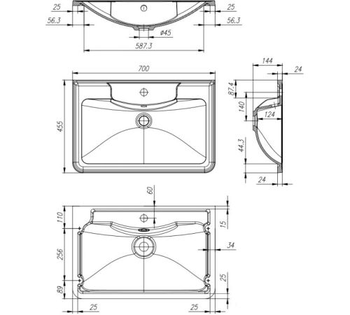 Умывальник BelBagno BB700/455-LV-MR-ALR