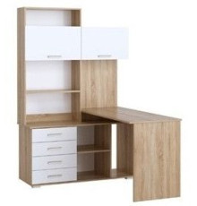 Стол Памир ПКС-11 правый дуб сонома/белый глянец