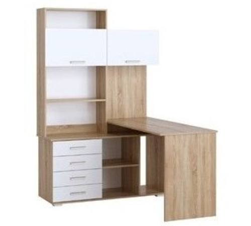 Стол Памир ПКС-11 правый дуб сонома/белый глянец