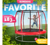 Батут Sundays Favorite Premium 6FT красный, с сеткой