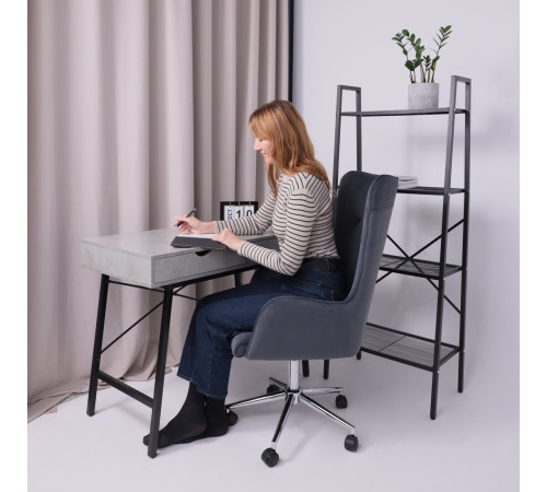 Офисное кресло AksHome Bella XL chrome Kiton 713 Graphite велюр/графит