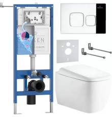 Унитаз подвесной Roxen Martin в комплекте с инсталляцией StounFix Dual Fresh 6 в 1 968516 кнопка: хром глянцевый