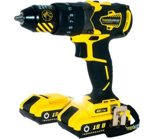 Ударная дрель-шуруповерт Hanskonner HCD1865BLI с 2-мя АКБ