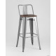 Стул Stool Group Tolix со спинкой YD-H765E-W YG-15 серебристый матовый/темное дерево