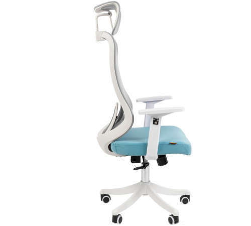 Кресло CHAIRMAN CH563 ткань/сетка, белый/бирюзовый