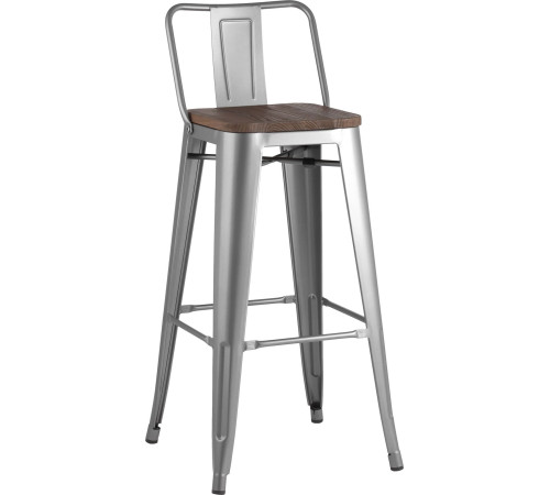 Стул Stool Group Tolix со спинкой YD-H765E-W YG-15 серебристый матовый/темное дерево