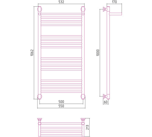Полотенцесушитель Сунержа Богема с полкой+ 1000х500 00-0223-1050