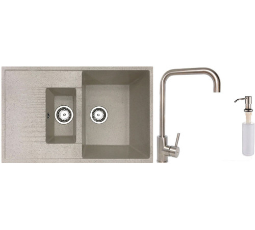Кухонная мойка БелЭворс Forma R + смеситель W4998-4 + дозатор L405-1 бежевый