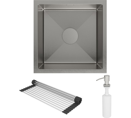 Кухонная мойка Roxen Uno 560210-44 440*440 сатин под столешницу с ролл-матом и дозатором