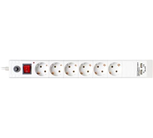 Сетевой фильтр Buro BU-SP1.8-USB-2A-W