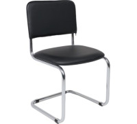 Офисный стул AksHome Славия черный кожзам/хром
