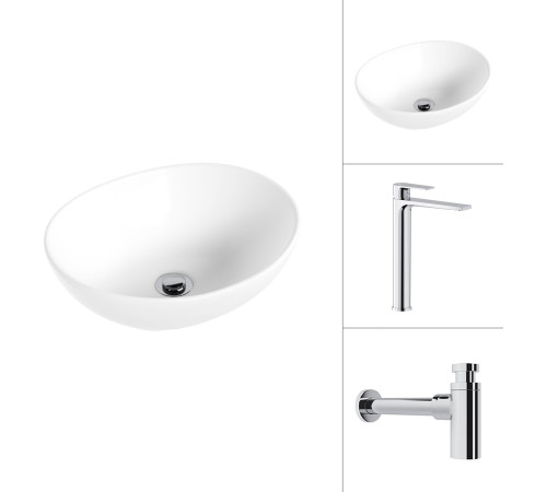 Умывальник Lauter 21652 + Reef 21CK8678C с сифоном 21635CH хром