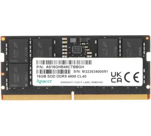 Оперативная память Apacer 16ГБ DDR5 SODIMM 4800 МГц AS16GHB48CTBBGH