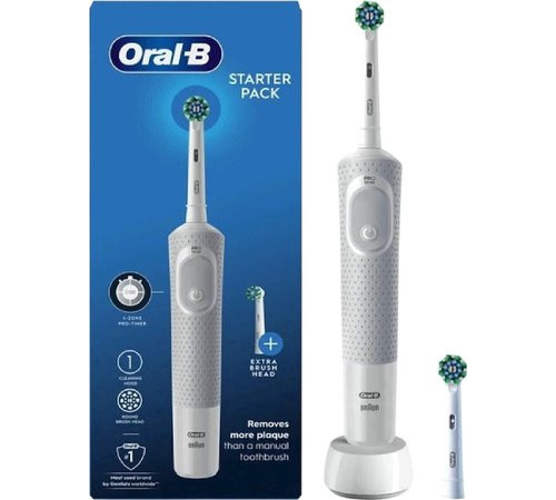 Электрическая зубная щетка Oral-B Vitality D100 Starterkit + 2 насадки серый