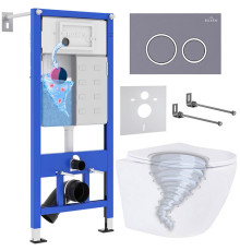 Унитаз подвесной Roxen Antares Tornado в комплекте с инсталляцией StounFix Dual Fresh 6 в 1 968349 кнопка: серый бетон