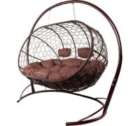 Подвесной диван M-Group Лежебока 11180205 с коричневым ротангом/коричневая подушка