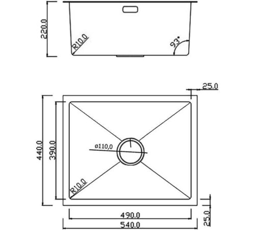 Кухонная мойка Roxen Uno 560210-54B под столешницу графит ролл-мат, дозатор, сифон