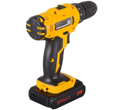 Дрель-шуруповерт Eurolux ДА-20/2Li 72/14/52 с 2-мя АКБ, кейс