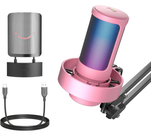 Проводной микрофон FIFINE A8T розовый