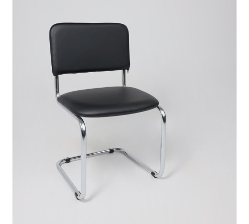 Офисный стул AksHome Славия черный кожзам/хром