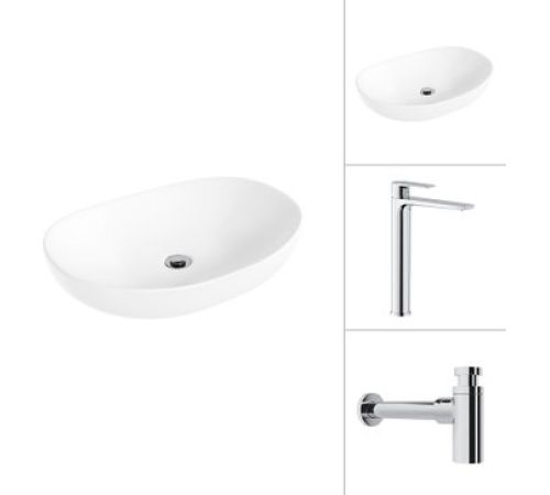 Умывальник Lauter 21502 + Reef 21CK8678C с сифоном 21635CH хром