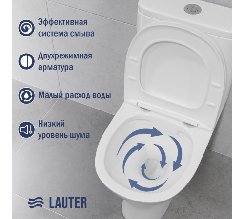 Унитаз напольный Lauter W224 2110224 + гигиенический душ Rainix 21LT7712BM горизонтальный выпуск