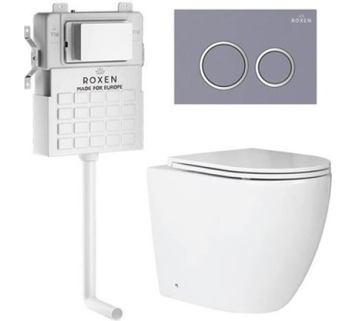 Унитаз приставной Roxen Antares в комплекте с инсталляцией Attach 5 в 1 966921 кнопка: серый бетон
