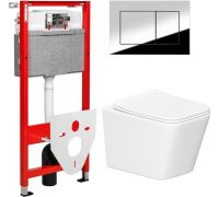 Унитаз подвесной Lauter Square 214903 + TECE Kit 9400412 с кнопкой хром