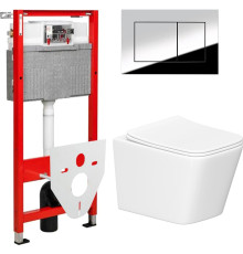 Унитаз подвесной Lauter Square 214903 + TECE Kit 9400412 с кнопкой хром