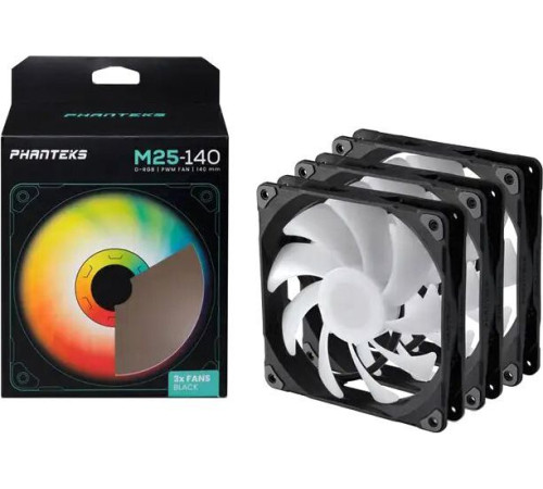Комплект вентиляторов для корпуса Phanteks M25-140 D-RGB PH-F140M25_DRGB_PWM_BK01_3P