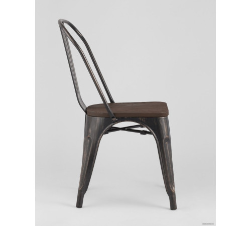 Стул Stool Group Tolix wood черный патина золото