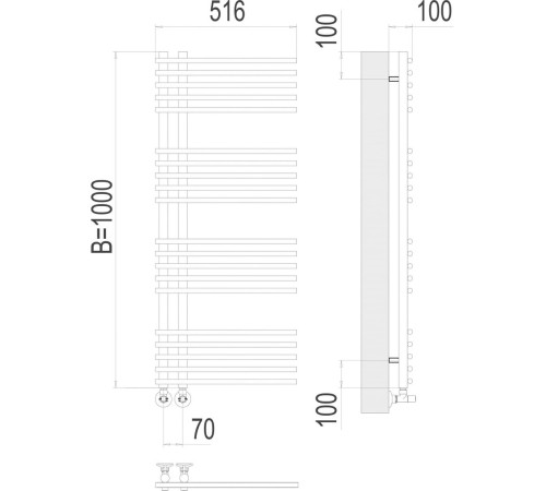 Полотенцесушитель TERMINUS Астра П20 70x1000 хром